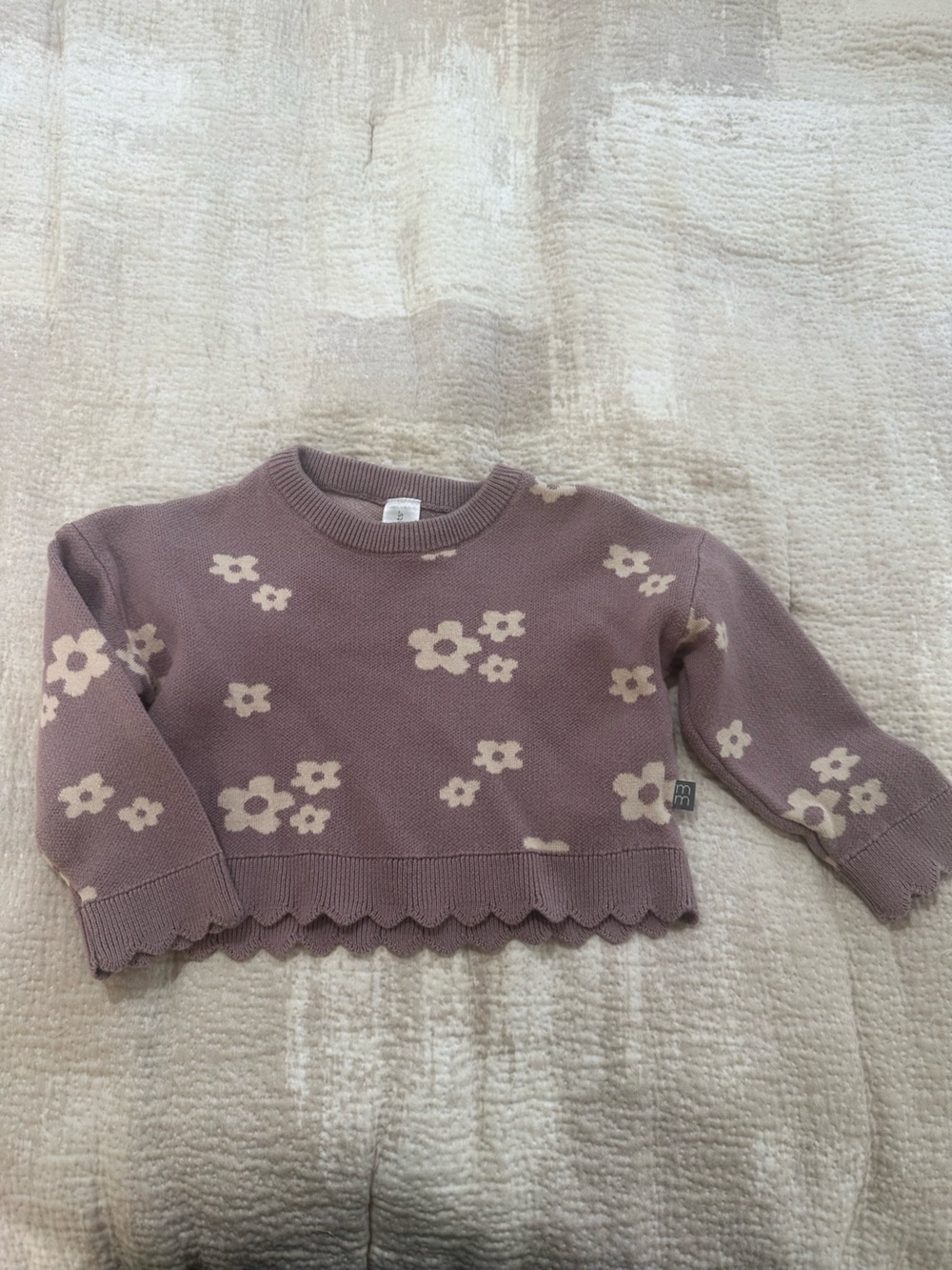 |Modern Moments| Floral Scallop Hem Crewneck Sweater